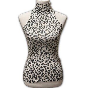 WHBM Turtle Neck Tank Top - Leopard Print Size XXS